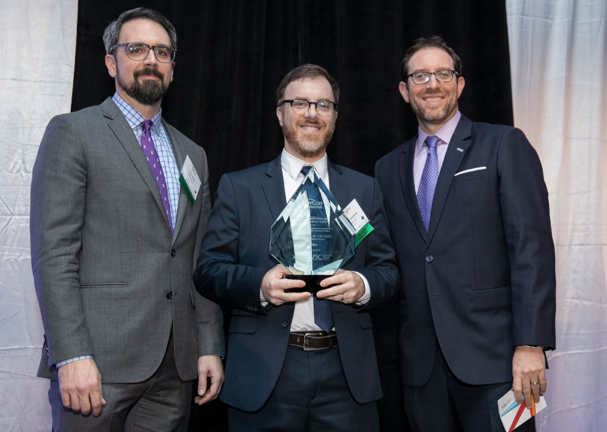 Photo of Ad Hoc co-founders Greg Gershman and Paul Smith with Marc Marlin.