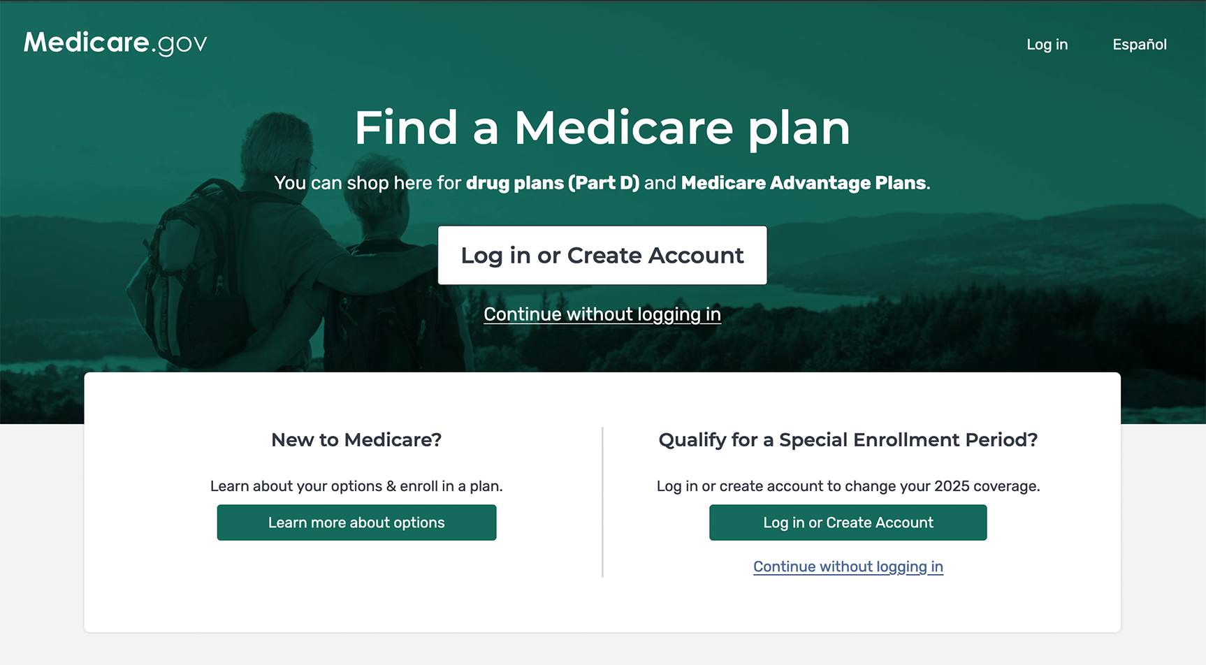 screenshot of the medicare plan finder